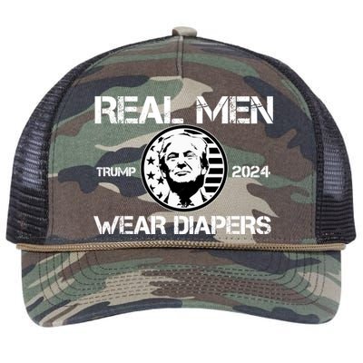 Trump Real Men Wear Diapers Trump 2024 Retro Rope Trucker Hat Cap