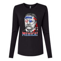 Theodore Roosevelt Merica 4th July Usa Us President Womens Cotton Relaxed Long Sleeve T-Shirt