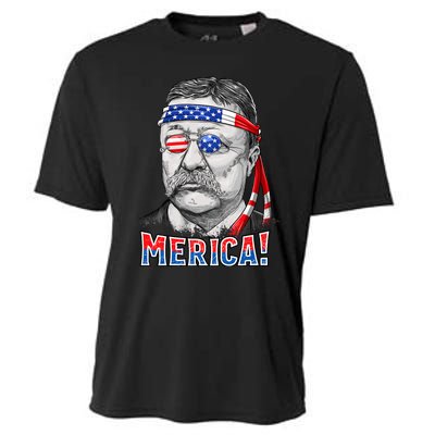 Theodore Roosevelt Merica 4th July Usa Us President Cooling Performance Crew T-Shirt