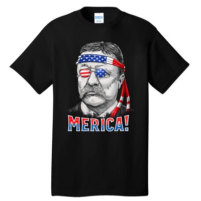 Theodore Roosevelt Merica 4th July Usa Us President Tall T-Shirt