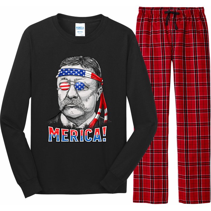 Theodore Roosevelt Merica 4th July Usa Us President Long Sleeve Pajama Set