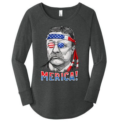 Theodore Roosevelt Merica 4th July Usa Us President Women's Perfect Tri Tunic Long Sleeve Shirt