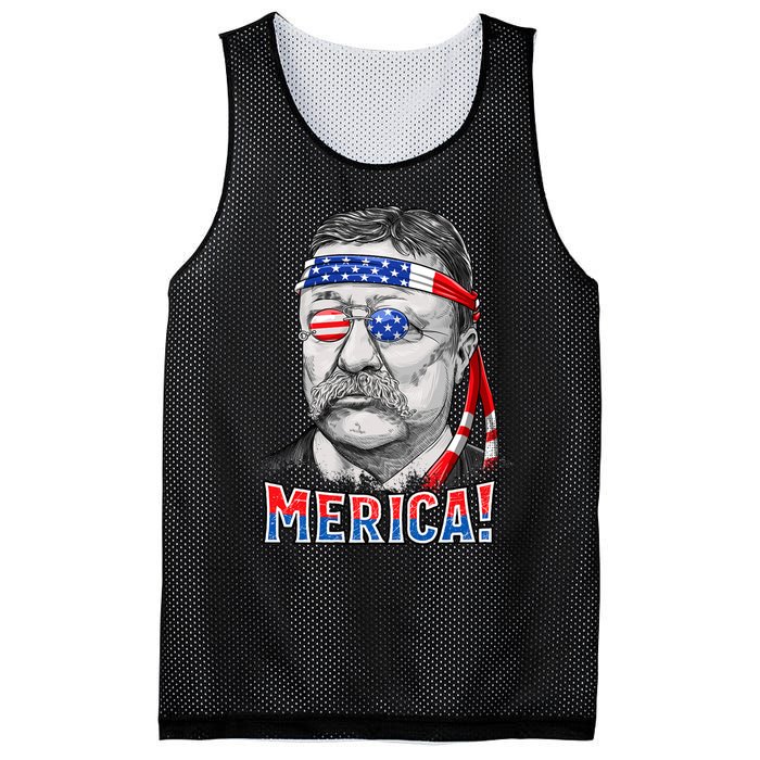 Theodore Roosevelt Merica 4th July Usa Us President Mesh Reversible Basketball Jersey Tank