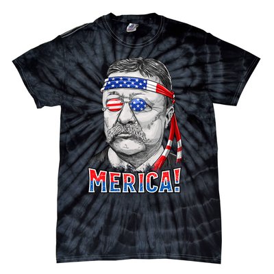 Theodore Roosevelt Merica 4th July Usa Us President Tie-Dye T-Shirt