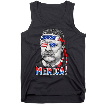 Theodore Roosevelt Merica 4th July Usa Us President Tank Top