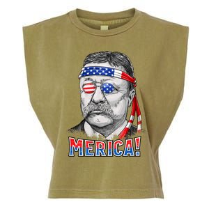 Theodore Roosevelt Merica 4th July Usa Us President Garment-Dyed Women's Muscle Tee