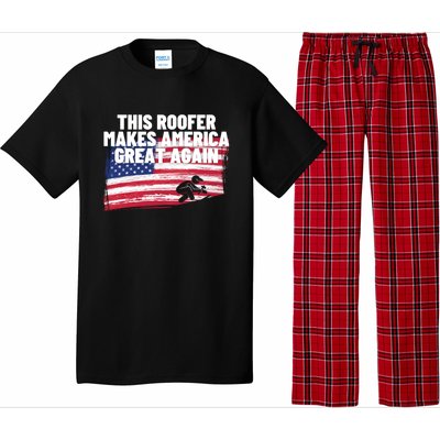 This Roofer Makes America Great Again Usa Flag Patriotic Cute Gift Pajama Set