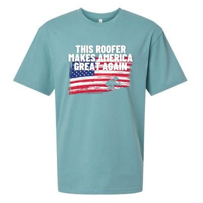 This Roofer Makes America Great Again Usa Flag Patriotic Cute Gift Sueded Cloud Jersey T-Shirt