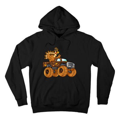 Turkey Riding Monster Truck Boy Thanksgiving Tall Hoodie