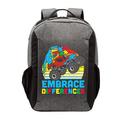 T rex Monster Truck Embrace Differences Autism Awareness Vector Backpack