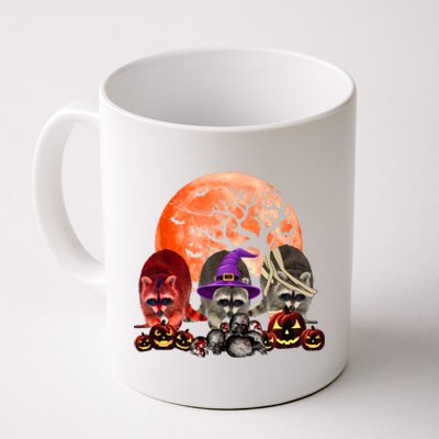 Three Raccoon Mummy Witch Pumpkin Pet Lover Halloween Gift Coffee Mug