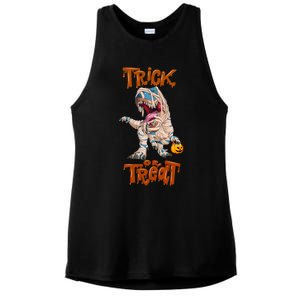 T Rex Mummy Pumpkin Trick Or Treat Funny Halloween Dinosaur Gift Ladies PosiCharge Tri-Blend Wicking Tank