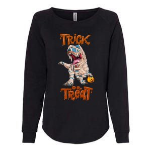 T Rex Mummy Pumpkin Trick Or Treat Funny Halloween Dinosaur Gift Womens California Wash Sweatshirt