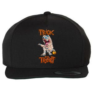 T Rex Mummy Pumpkin Trick Or Treat Funny Halloween Dinosaur Gift Wool Snapback Cap