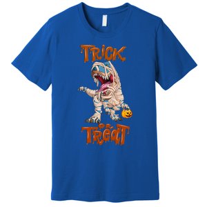 T Rex Mummy Pumpkin Trick Or Treat Funny Halloween Dinosaur Gift Premium T-Shirt