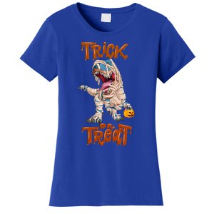 T Rex Mummy Pumpkin Trick Or Treat Funny Halloween Dinosaur Gift Women's T-Shirt