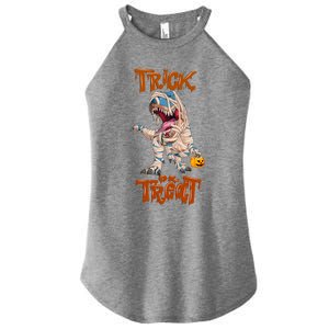 T Rex Mummy Pumpkin Trick Or Treat Funny Halloween Dinosaur Gift Women's Perfect Tri Rocker Tank