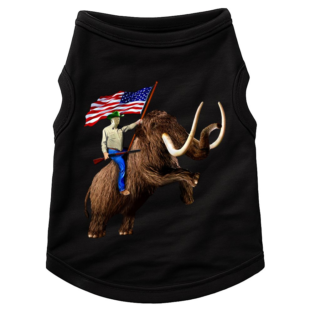 Trump Riding Mammoth Holding A Gun With Usa Flag Funny Gift Doggie Tank