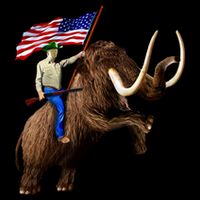 Trump Riding Mammoth Holding A Gun With Usa Flag Funny Gift City Backpack