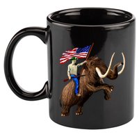 Trump Riding Mammoth Holding A Gun With Usa Flag Funny Gift 11oz C Handle Ceramic Mug