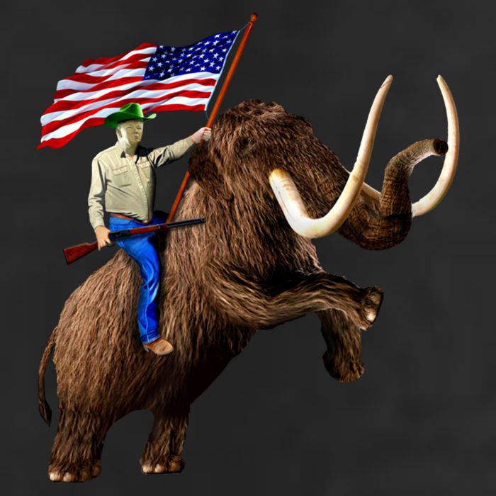 Trump Riding Mammoth Holding A Gun With Usa Flag Funny Gift 11oz C Handle Ceramic Mug