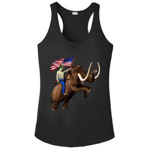 Trump Riding Mammoth Holding A Gun With Usa Flag Funny Gift Ladies PosiCharge Competitor Racerback Tank