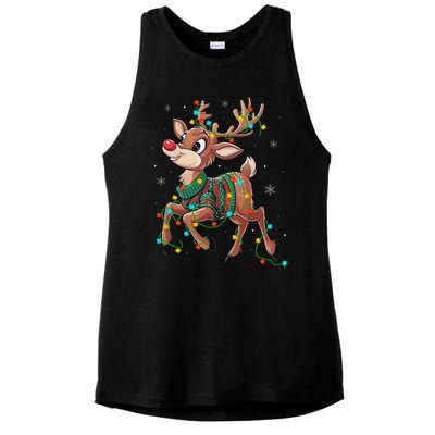 The Red Nose Reindeer For And Christmas Fan Ladies PosiCharge Tri-Blend Wicking Tank