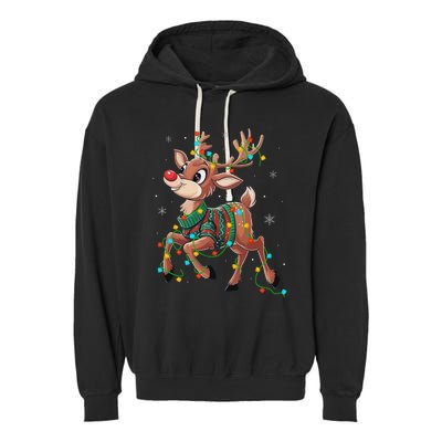 The Red Nose Reindeer For And Christmas Fan Garment-Dyed Fleece Hoodie