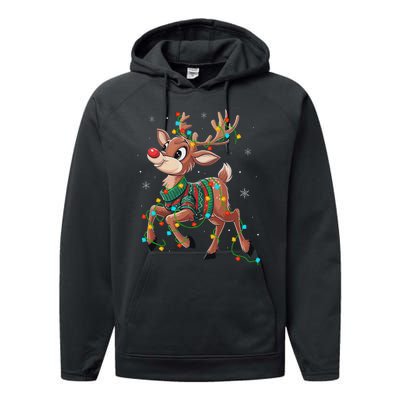 The Red Nose Reindeer For And Christmas Fan Performance Fleece Hoodie