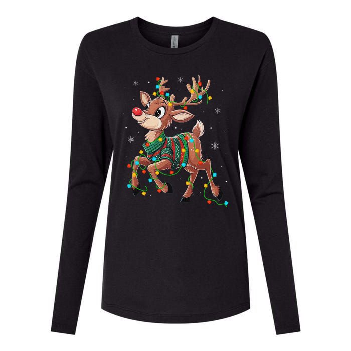 The Red Nose Reindeer For And Christmas Fan Womens Cotton Relaxed Long Sleeve T-Shirt