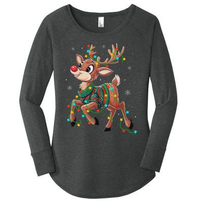 The Red Nose Reindeer For And Christmas Fan Women's Perfect Tri Tunic Long Sleeve Shirt