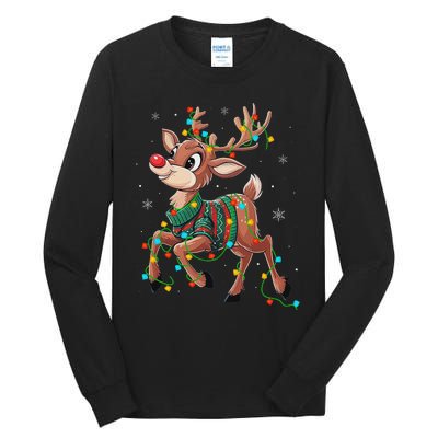 The Red Nose Reindeer For And Christmas Fan Tall Long Sleeve T-Shirt