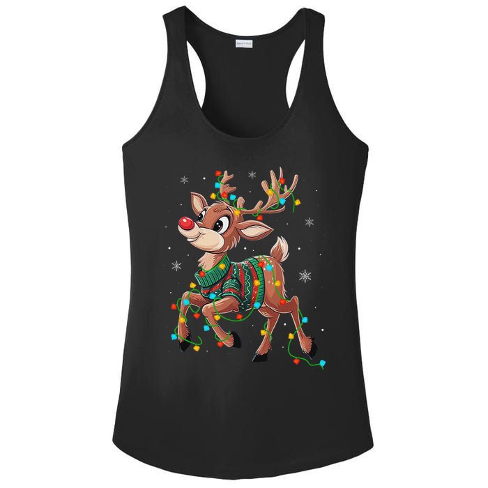 The Red Nose Reindeer For And Christmas Fan Ladies PosiCharge Competitor Racerback Tank