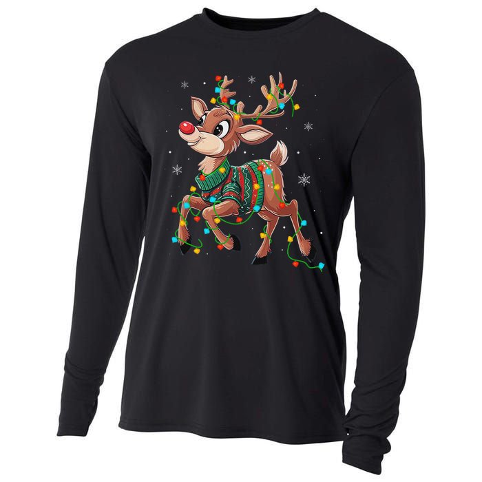 The Red Nose Reindeer For And Christmas Fan Cooling Performance Long Sleeve Crew