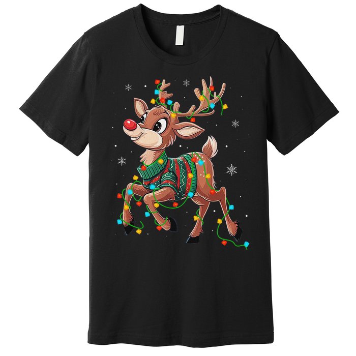 The Red Nose Reindeer For And Christmas Fan Premium T-Shirt