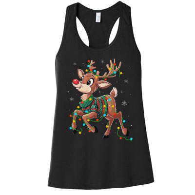 The Red Nose Reindeer For And Christmas Fan Women's Racerback Tank