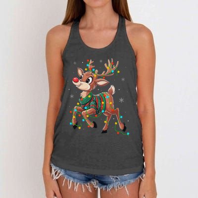 The Red Nose Reindeer For And Christmas Fan Women's Knotted Racerback Tank