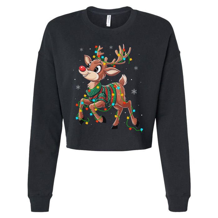 The Red Nose Reindeer For And Christmas Fan Cropped Pullover Crew