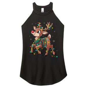 The Red Nose Reindeer For And Christmas Fan Women's Perfect Tri Rocker Tank