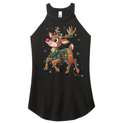 The Red Nose Reindeer For And Christmas Fan Women's Perfect Tri Rocker Tank