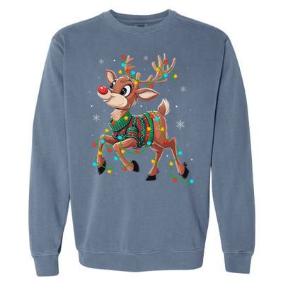 The Red Nose Reindeer For And Christmas Fan Garment-Dyed Sweatshirt