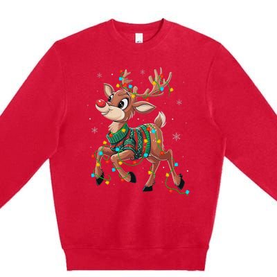 The Red Nose Reindeer For And Christmas Fan Premium Crewneck Sweatshirt