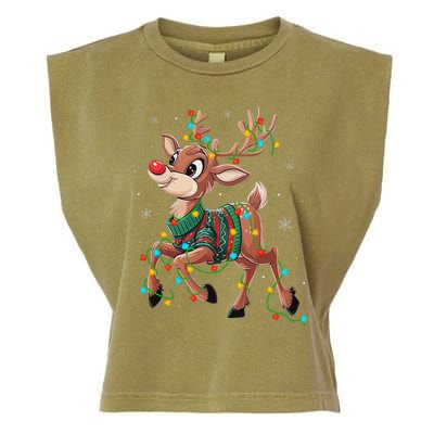 The Red Nose Reindeer For And Christmas Fan Garment-Dyed Women's Muscle Tee