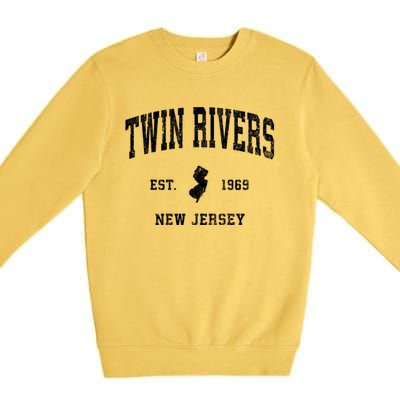 Twin Rivers New Jersey Nj Vintage Athletic Black Sports Premium Crewneck Sweatshirt