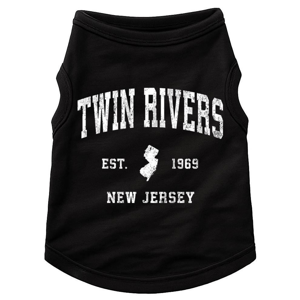 Twin Rivers New Jersey Nj Vintage Athletic Black Sports Doggie Tank