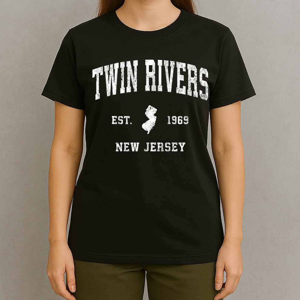 Twin Rivers New Jersey Nj Vintage Athletic Black Sports T-Shirt