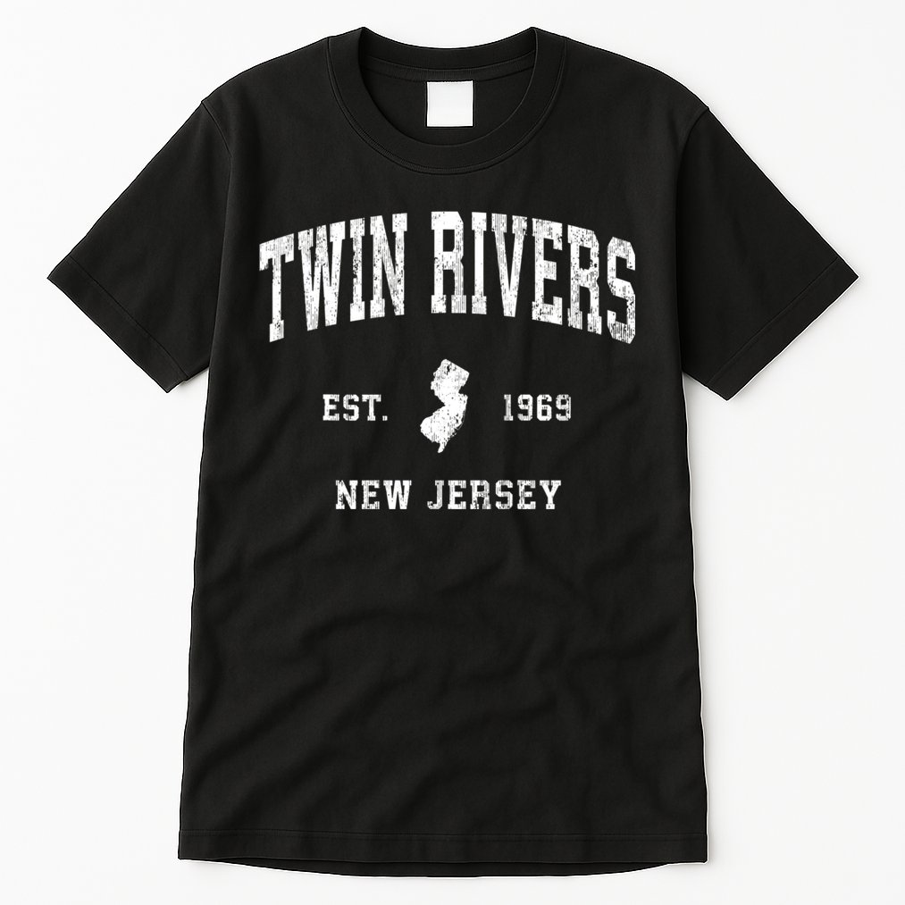 Twin Rivers New Jersey Nj Vintage Athletic Black Sports Tall T-Shirt