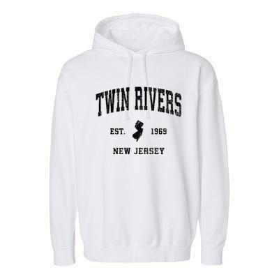 Twin Rivers New Jersey Nj Vintage Athletic Black Sports Garment-Dyed Fleece Hoodie