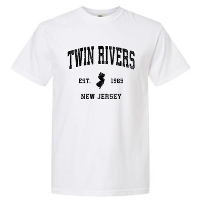 Twin Rivers New Jersey Nj Vintage Athletic Black Sports Garment-Dyed Heavyweight T-Shirt