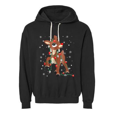 The Red Nose Reindeer For Christmas Fan Garment-Dyed Fleece Hoodie